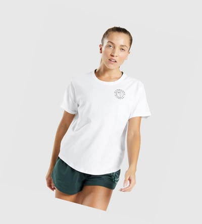 Gymshark Legacy Graafinen Naisten T Paidat Valkoinen | ZOHEVB745