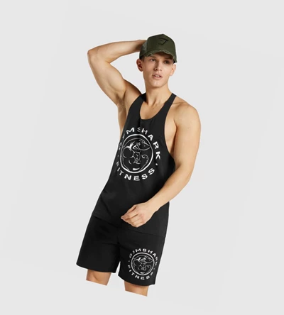 Gymshark Legacy Miesten Hihaton Paita Mustat Valkoinen | OUCMQH751