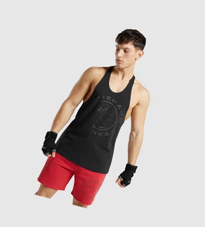 Gymshark Legacy Miesten Hihaton Paita Mustat Mustat | XWMFTA802