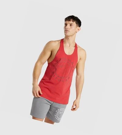 Gymshark Legacy Miesten Hihaton Paita Punainen | RJMKNV718