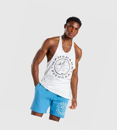 Gymshark Legacy Miesten Hihaton Paita Valkoinen | WVZERU197