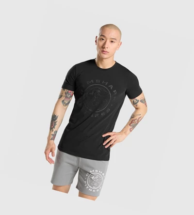 Gymshark Legacy Miesten T Paidat Mustat Mustat | PEQAHK805