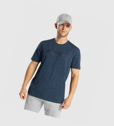 Gymshark Micro Print Miesten T Paidat Laivastonsininen | UCZFHA093