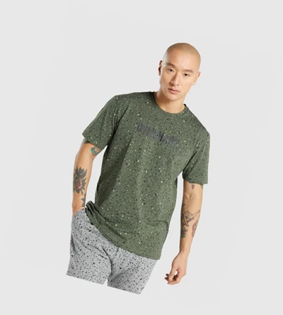 Gymshark Micro Print Miesten T Paidat Vihreä | HIMTSP374