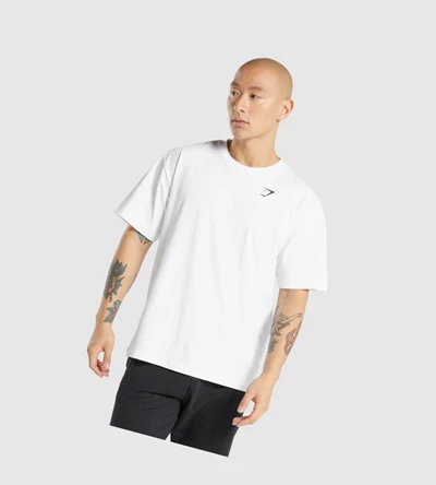 Gymshark Oversized Miesten T Paidat Valkoinen | JWBDRM253