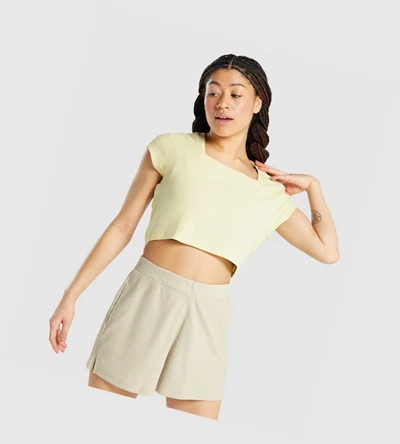 Gymshark Pause Crop Top Naisten T Paidat Keltainen | ETJALZ925