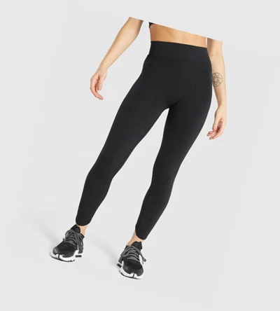 Gymshark Pause Seamless High Waisted Naisten Leggingsit Mustat | NIHSXR603