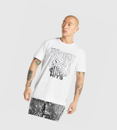 Gymshark Pre-Workout Miesten T Paidat Valkoinen | BGJYAF081