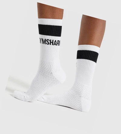 Gymshark Premium Logo 1pk Miesten Sukat Valkoinen | JNZRVA843