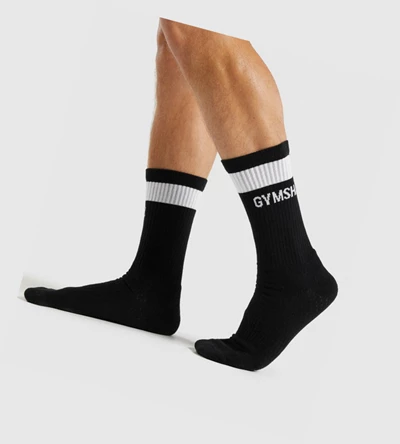 Gymshark Premium Logo 1pk Miesten Sukat Mustat | KINXUP135