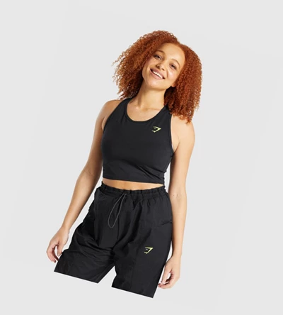 Gymshark Pulse Crop Naisten Hihaton Paita Mustat | DQKTYL390