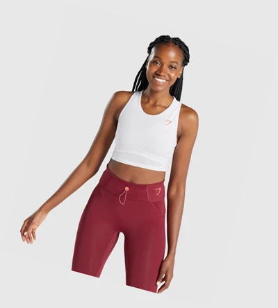 Gymshark Pulse Crop Naisten Hihaton Paita Valkoinen | TAQSRB417