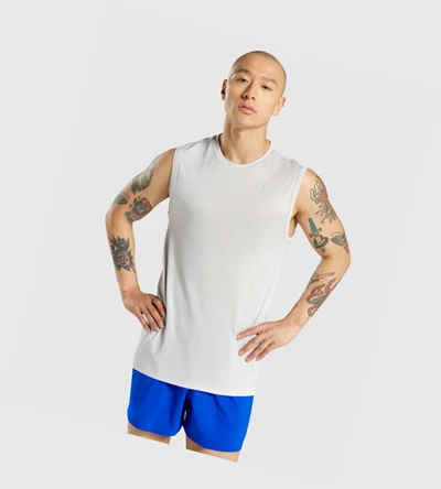 Gymshark Regulate Koulutus Miesten Hihaton Paita Vaaleanharmaat | RJCIOL321