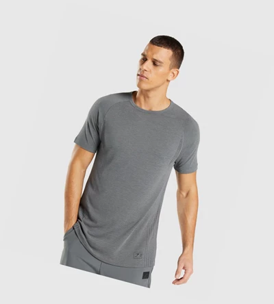 Gymshark Retake Seamless Miesten T Paidat Mustat Harmaat | THZRMK947