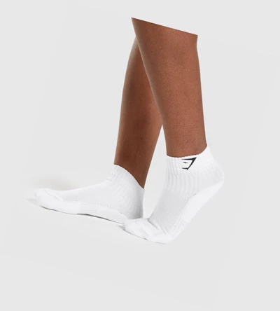 Gymshark Sharkhead Embroidered Quarter 2pk Miesten Sukat Valkoinen | QRBAXF548