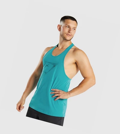 Gymshark Sharkhead Infill Miesten Hihaton Paita Sininen | BPYSTE980