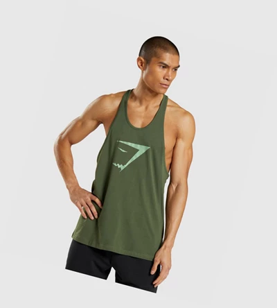 Gymshark Sharkhead Infill Miesten Hihaton Paita Vihreä | RIYTNP895