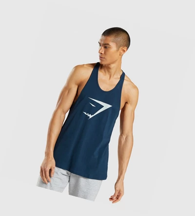 Gymshark Sharkhead Infill Miesten Hihaton Paita Laivastonsininen | TRXZMK091