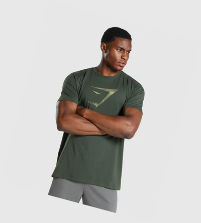 Gymshark Sharkhead Infill Miesten T Paidat Tummanvihreä | IHATEY792