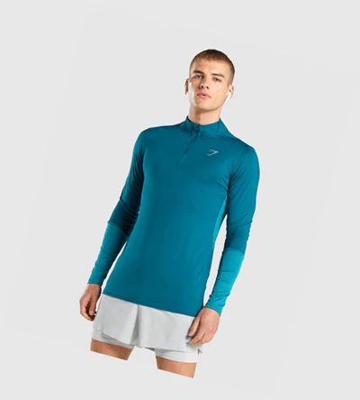 Gymshark Speed 1/4 Zip Miesten Vaatteet Turkoosi | JMWRKG928