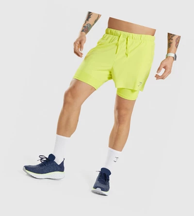 Gymshark Speed 5" 2 In 1 Miesten Shortsit Keltainen | RXYKTO106