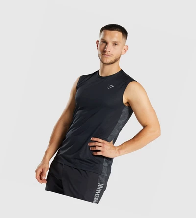 Gymshark Urheilu Miesten Hihaton Paita Mustat | DUEKZG390