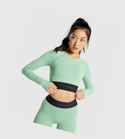 Gymshark Vision Crop Top Naisten Puserot Vihreä | QHEYPS504