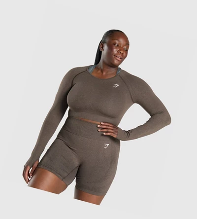 Gymshark Vital Seamless 2.0 Crop Top Naisten T Paidat Ruskea | BEOSLT564