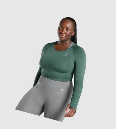 Gymshark Vital Seamless 2.0 Crop Top Naisten Puserot Tummanvihreä | OUVAIL823