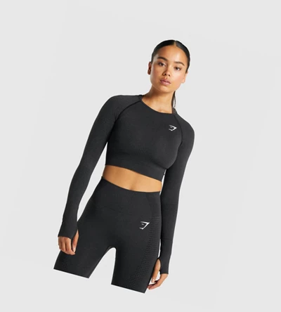 Gymshark Vital Seamless 2.0 Crop Top Naisten Puserot Mustat | YXQFGD736