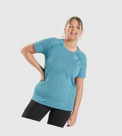 Gymshark Vital Seamless 2.0 Light Naisten T Paidat Turkoosi | FLQNZV106