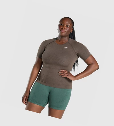 Gymshark Vital Seamless 2.0 Naisten T Paidat Ruskea | DCRMWP451