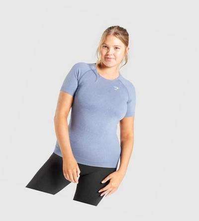Gymshark Vital Seamless 2.0 Naisten T Paidat Sininen | FPXHYG502
