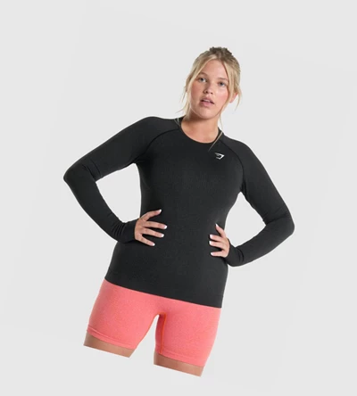 Gymshark Vital Seamless 2.0 Top Naisten T Paidat Mustat | QRPUOI890