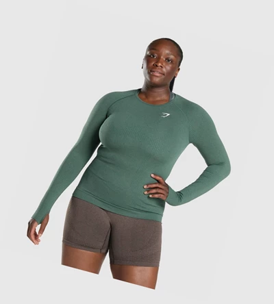 Gymshark Vital Seamless 2.0 Top Naisten T Paidat Tummanvihreä | ZCGLTQ246