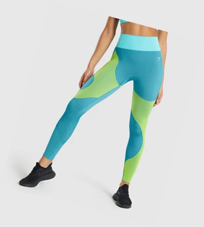 Gymshark WTFlex Seamless High Waisted Naisten Leggingsit Sininen | OBAVFI536