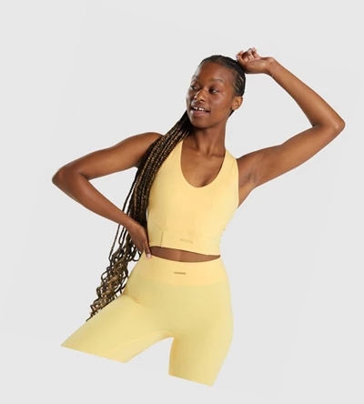 Gymshark Whitney Crop Naisten Hihaton Paita Keltainen | RTXDOC210