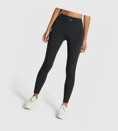Gymshark Whitney Mesh High Waisted Naisten Leggingsit Mustat | JGEOUN187