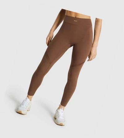 Gymshark Whitney Mesh High Waisted Naisten Leggingsit Ruskea | SOUMHN061