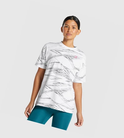 Gymshark Zone Graafinen Naisten T Paidat Valkoinen Mustat | FLMIGH186