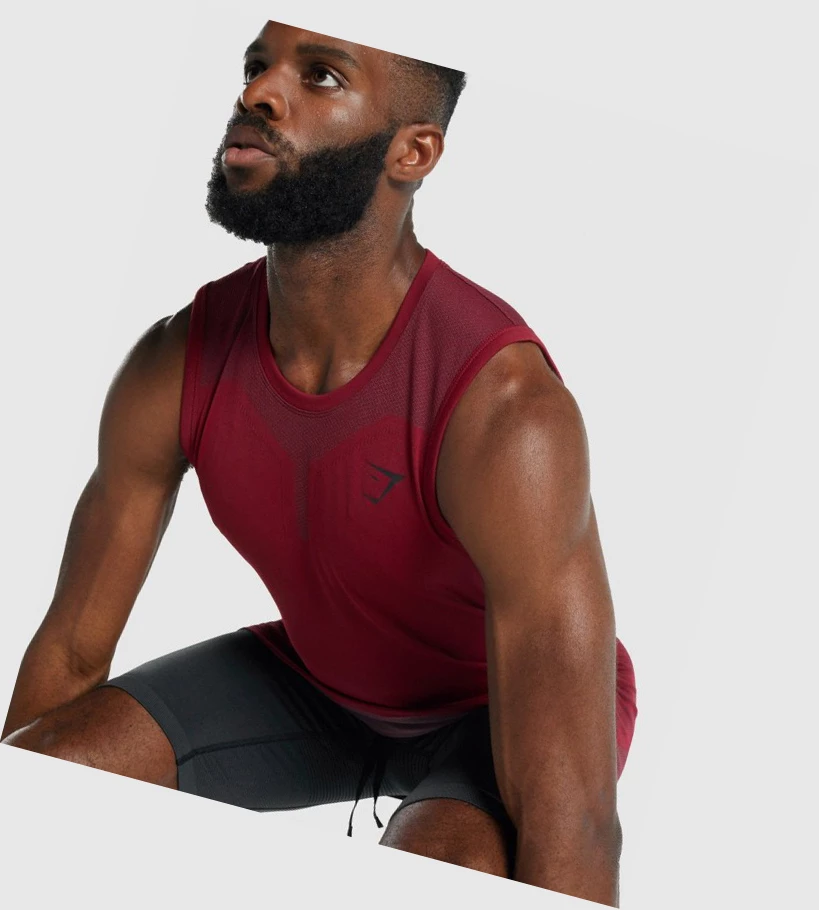 Gymshark 315 Miesten Hihaton Paita Viininpunainen | CFJDZX271
