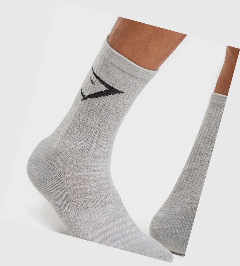 Gymshark 3pk Miesten Sukat Valkoinen Vaaleanharmaat Mustat | PETWCH842
