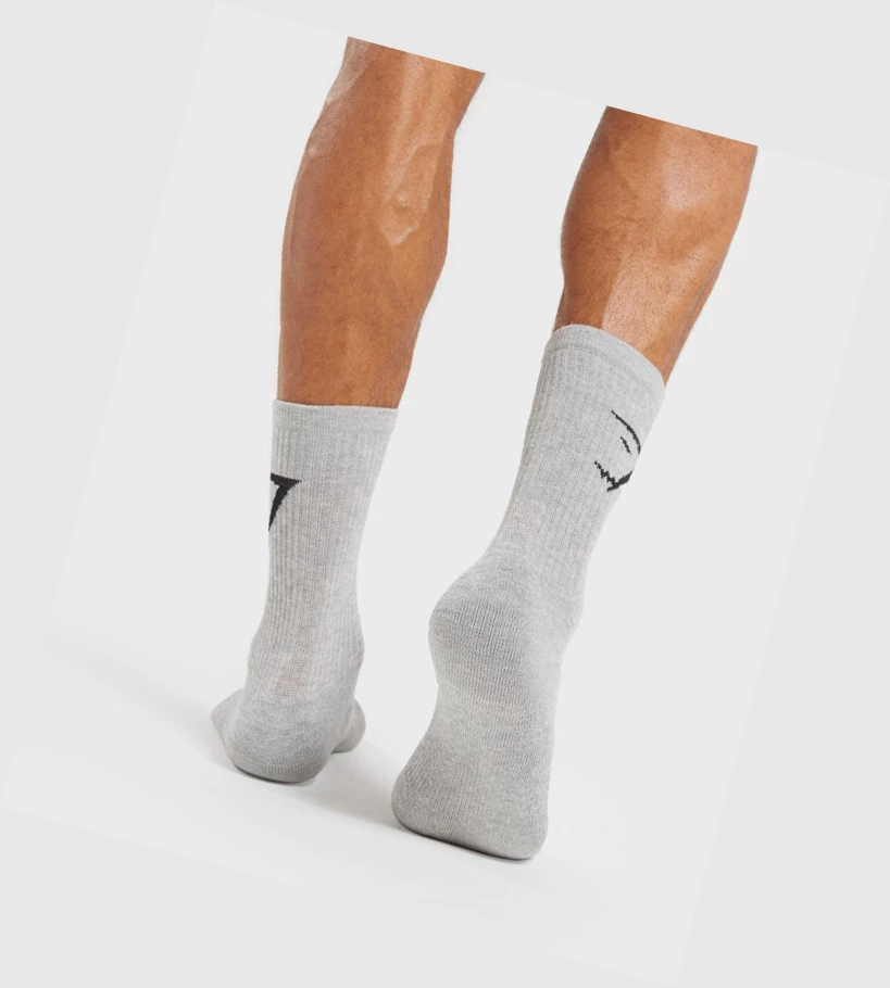 Gymshark 3pk Miesten Sukat Valkoinen Vaaleanharmaat Mustat | PETWCH842