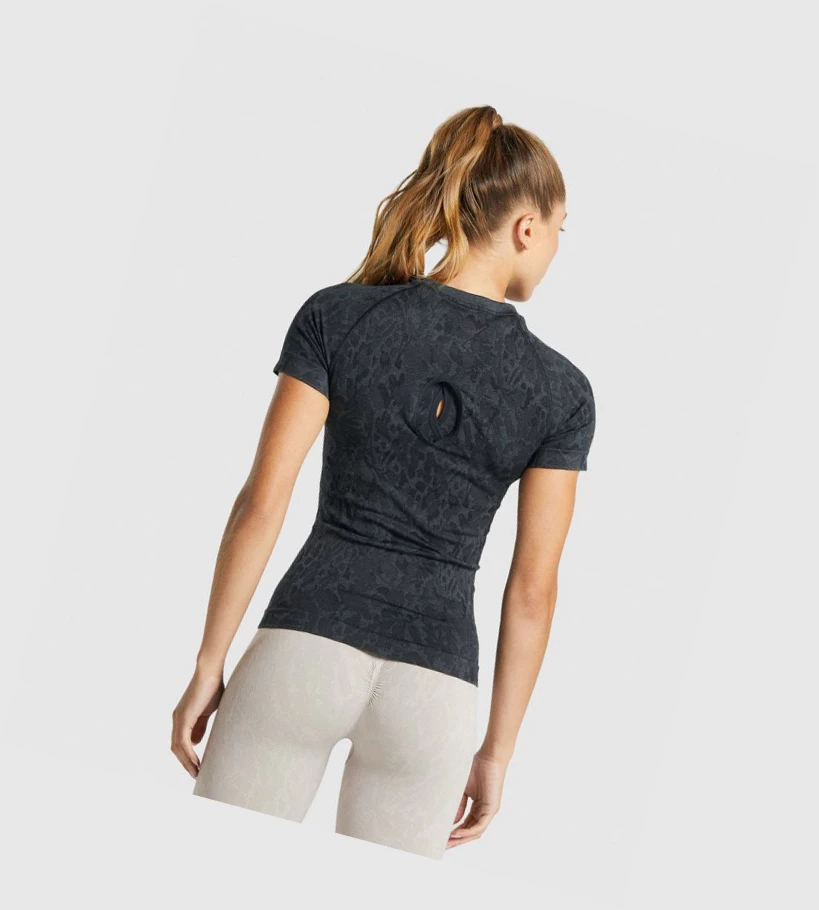 Gymshark Adapt Animal Seamless Naisten T Paidat Mustat | DYVXIK965