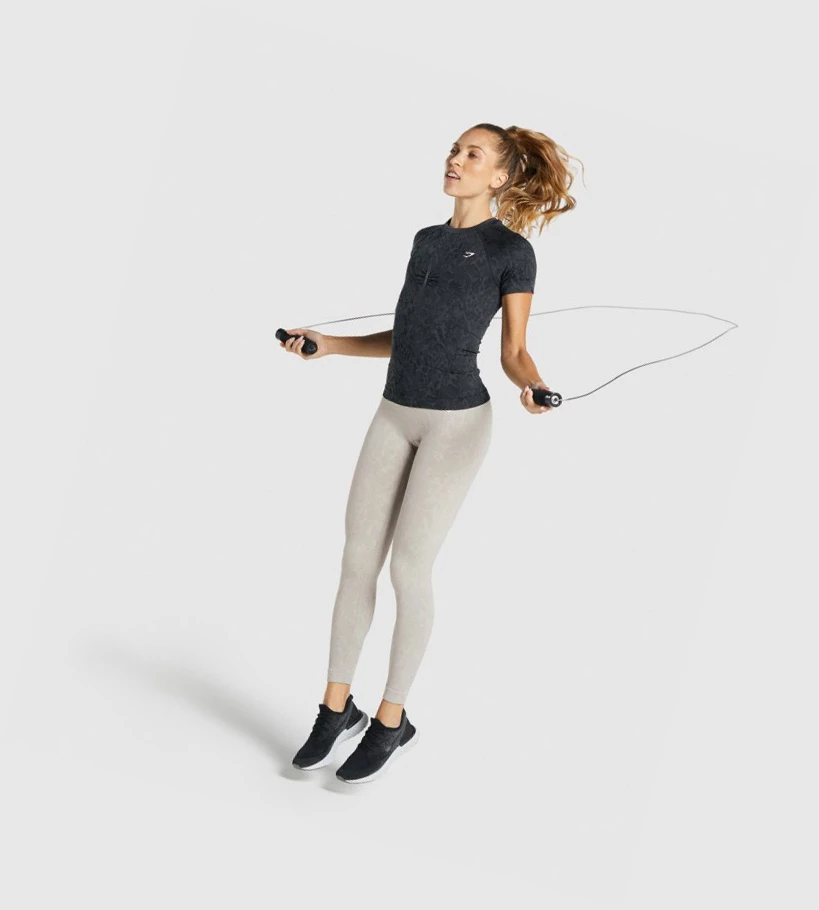 Gymshark Adapt Animal Seamless Naisten T Paidat Mustat | DYVXIK965
