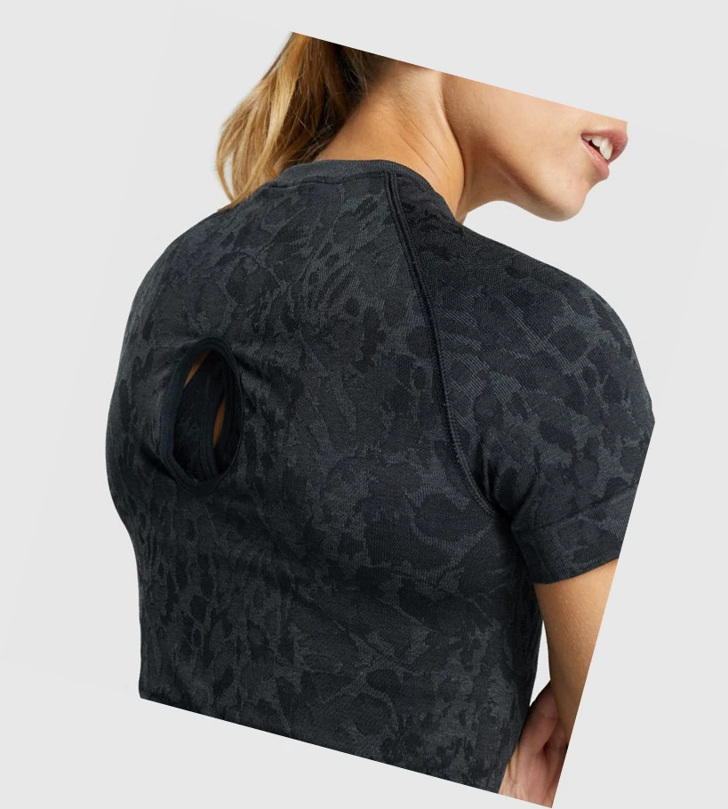 Gymshark Adapt Animal Seamless Naisten T Paidat Mustat | DYVXIK965