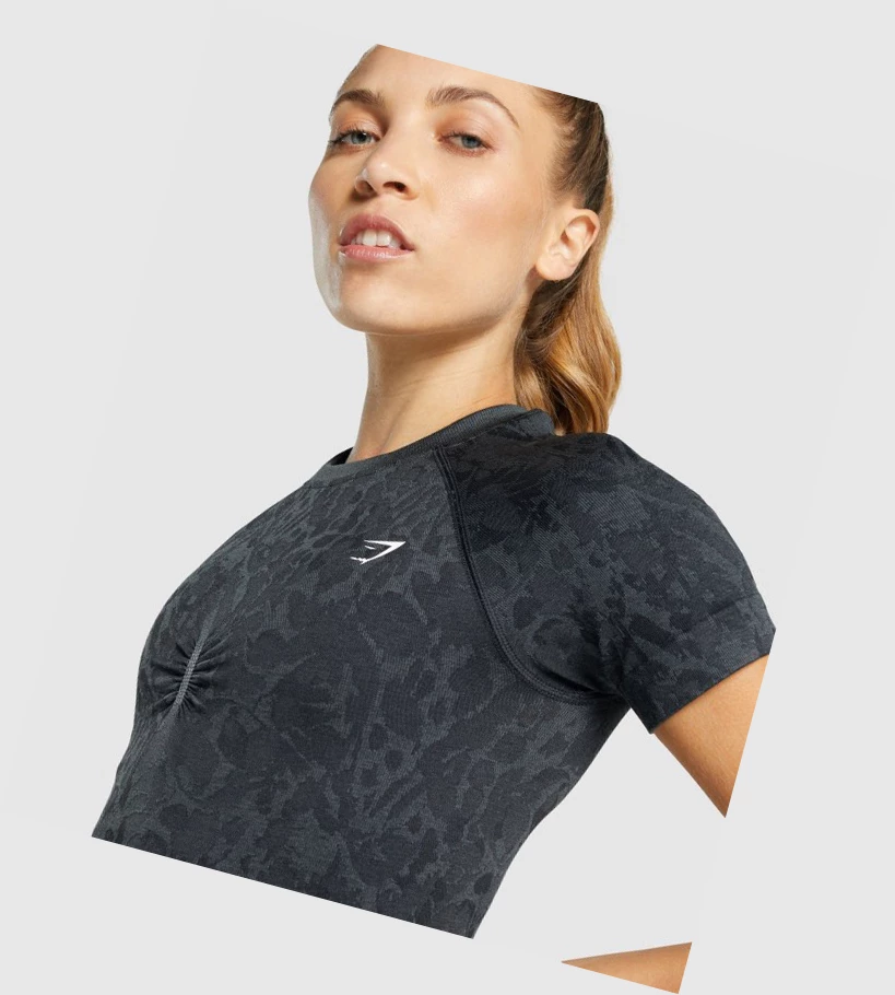 Gymshark Adapt Animal Seamless Naisten T Paidat Mustat | DYVXIK965