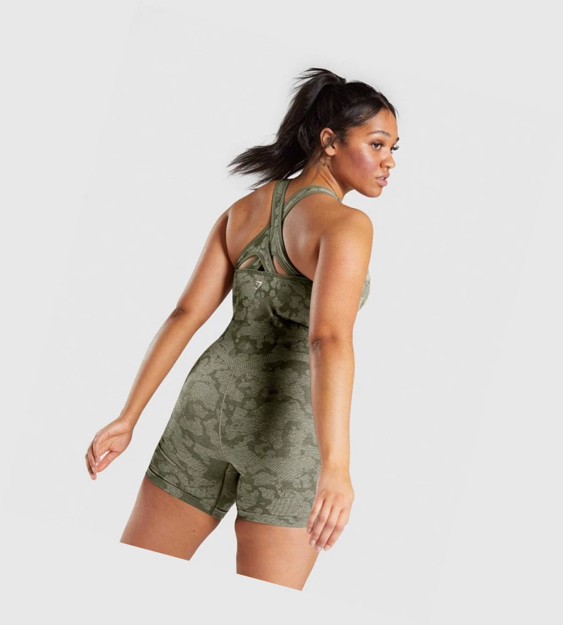 Gymshark Adapt Camo Seamless All In One Naisten Shortsit Vihreä | EOWCRX430