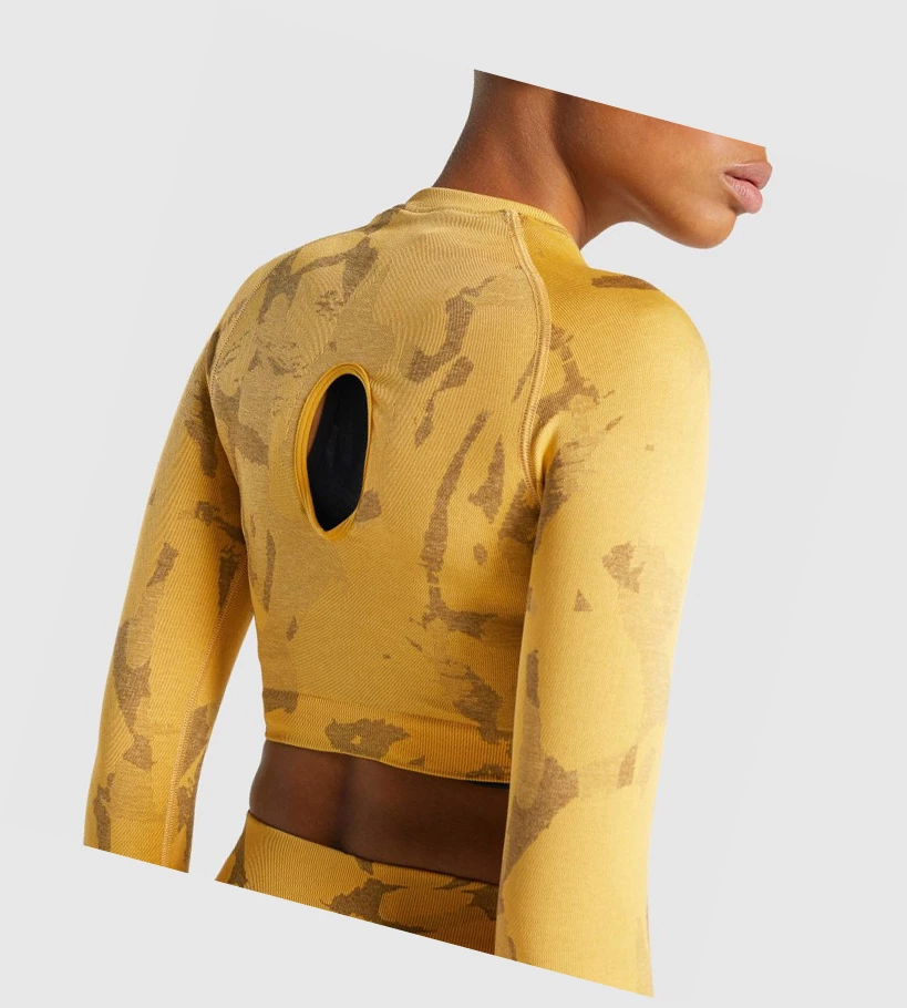 Gymshark Adapt Camo Seamless Crop Top Naisten T Paidat Keltainen | CKIYQT065