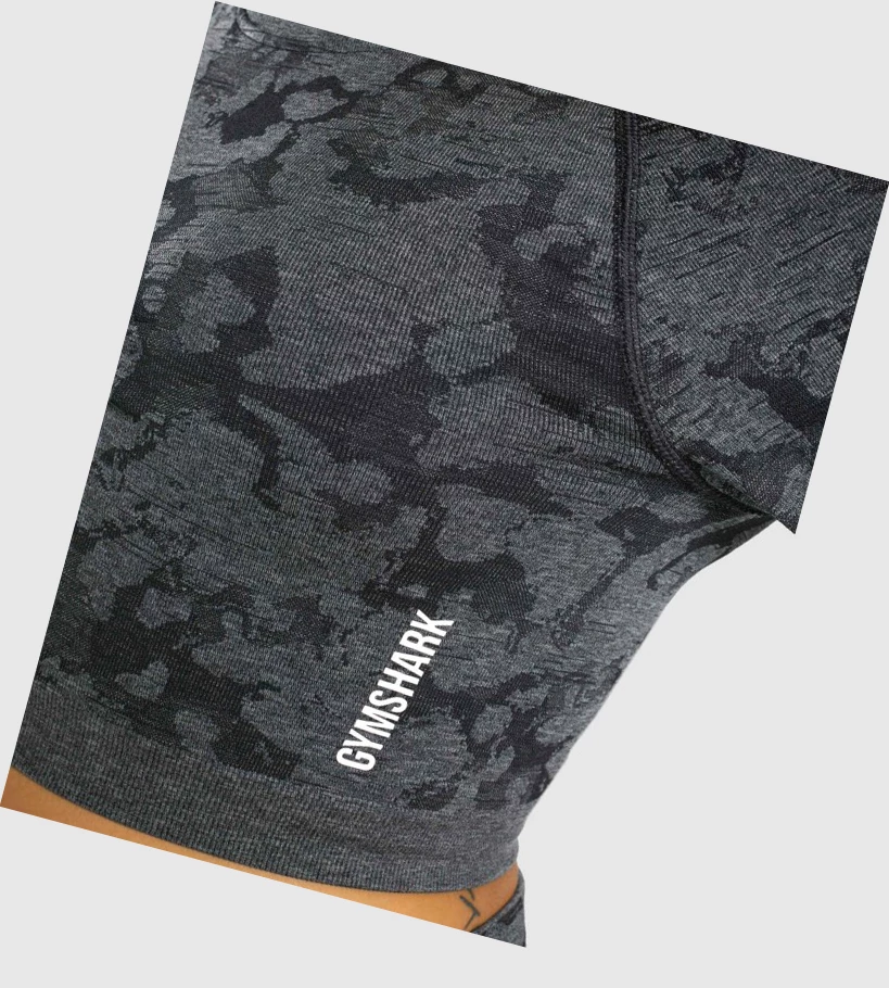 Gymshark Adapt Camo Seamless Crop Top Naisten Puserot Mustat | CSBYPH842